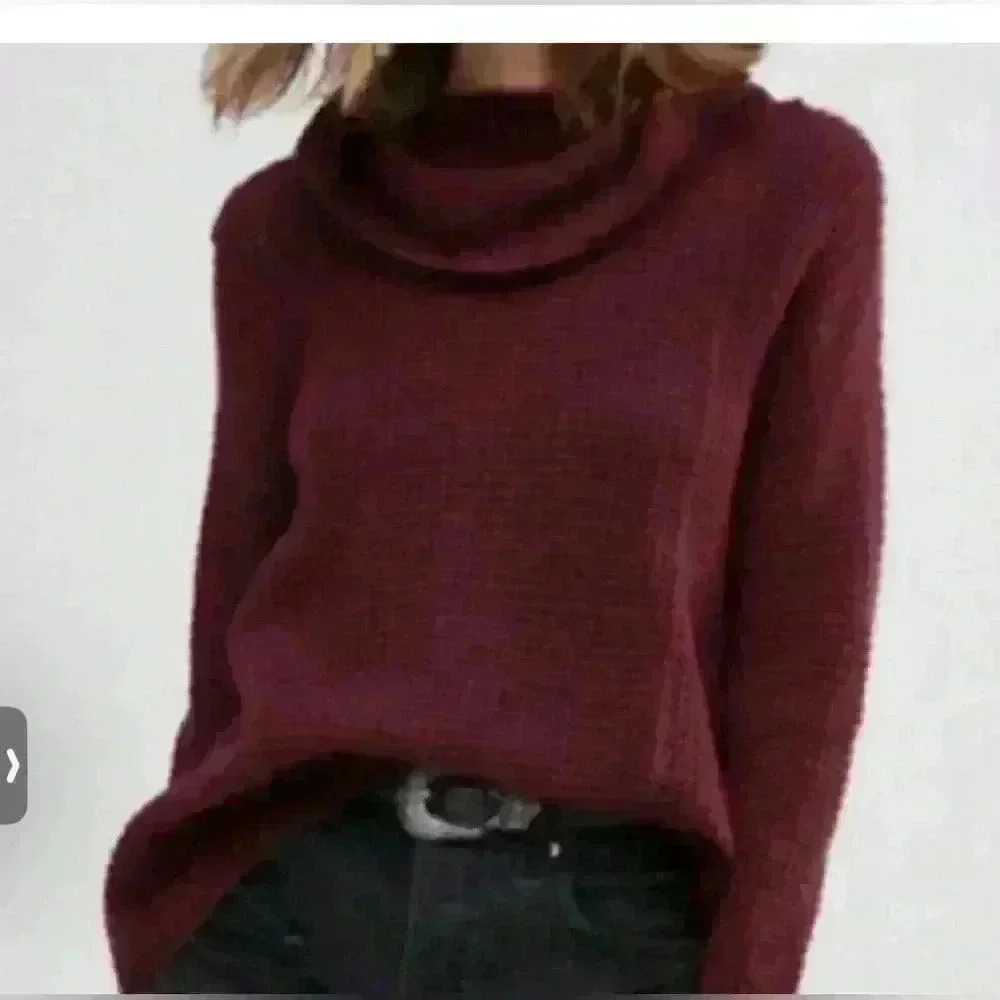 FREE PEOPLE Sidewinder Wool Pullover Berry Size Large NWT - Picture 3 of 6